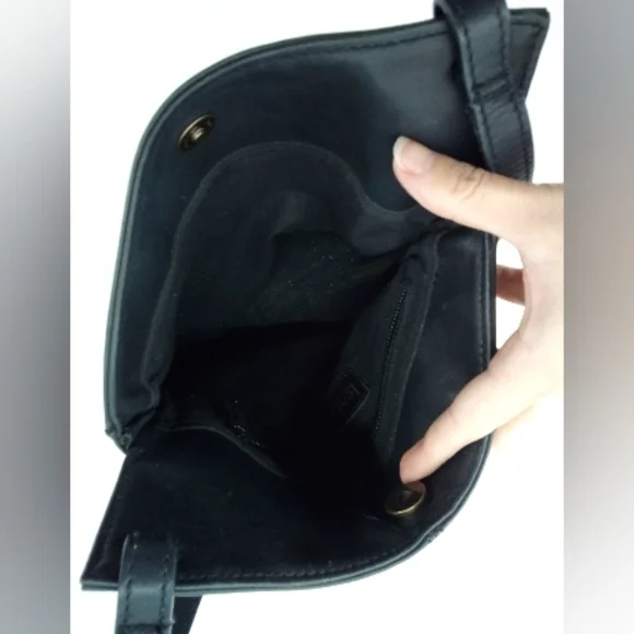 Vintage Leather Co. Liz Claiborne Black Genuine Leather Shoulder Bag Work VTG - Picture 7 of 15